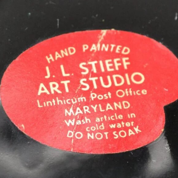 Vintage Rare Steiff Black White Hand Painted Art Studio Pottery Trinket Dish - Picture 7 of 12